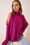 Mürdüm Cut Out Detaylı Oversize Triko Kazak AS00015