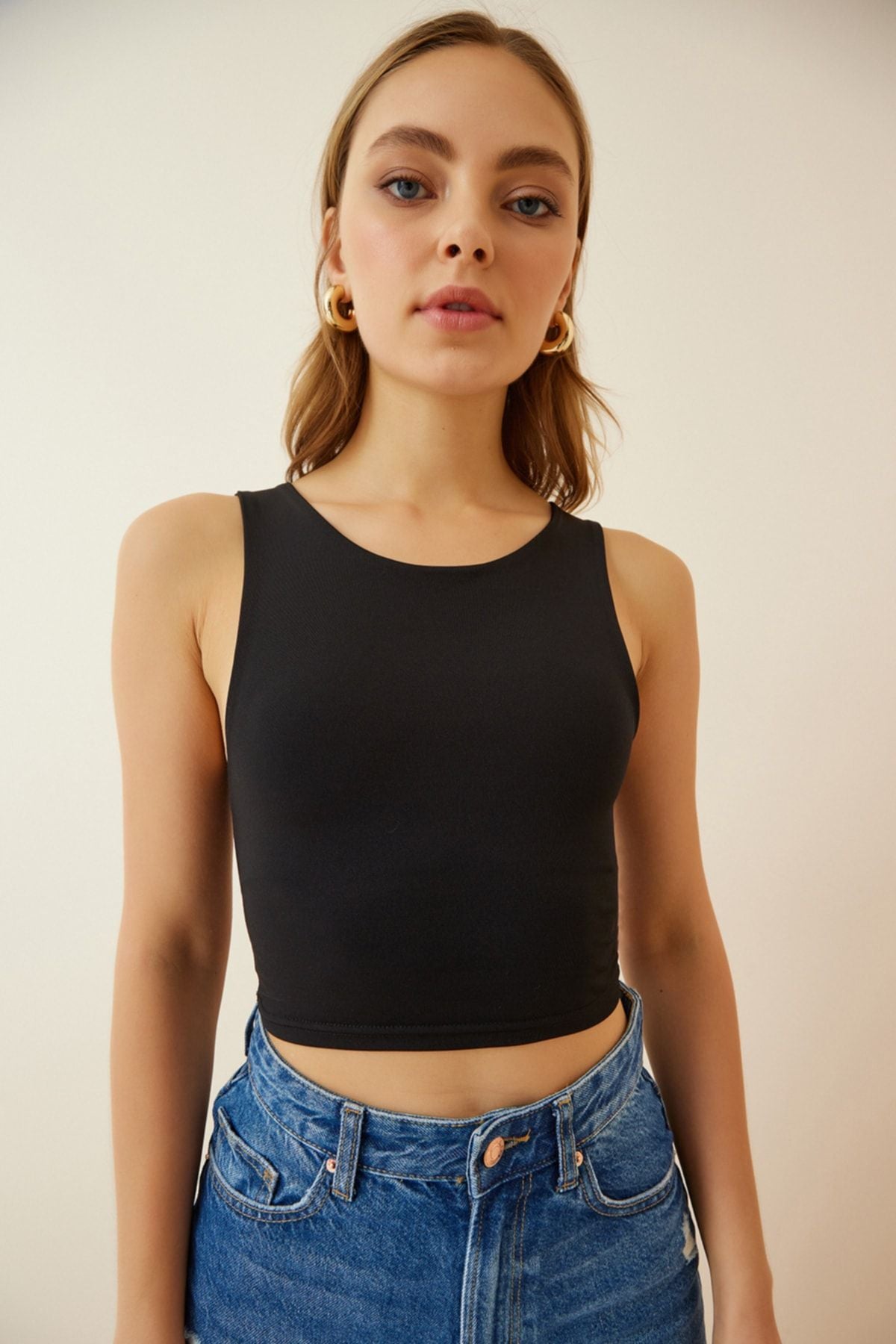 Siyah Askılı Sandy Crop Bluz PG00057