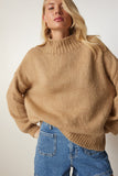 Camel Dik Yaka Basic Triko Kazak MX00127