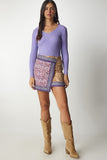 Lila V Yaka Fitilli Basic Bluz BV00096