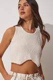 Krem Yazlık Crop Triko Bluz MC00185