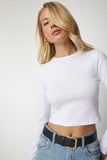 Siyah Beyaz Basic 2'Li Paket Örme Crop Bluz ub00132