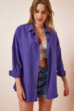 Mor Oversize Uzun Basic Gömlek DD00842