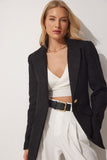 Siyah Düğmeli Blazer Tüvit Ceket WF00023