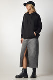 Siyah Kapüşonlu Cepli Basic Sweatshirt SM00152
