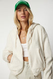 Krem Kapüşonlu Fermuarlı Polar Sweatshirt MC00216