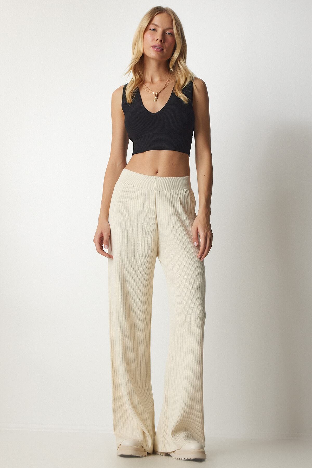 Krem Fitilli Triko Pantolon Kİ00096