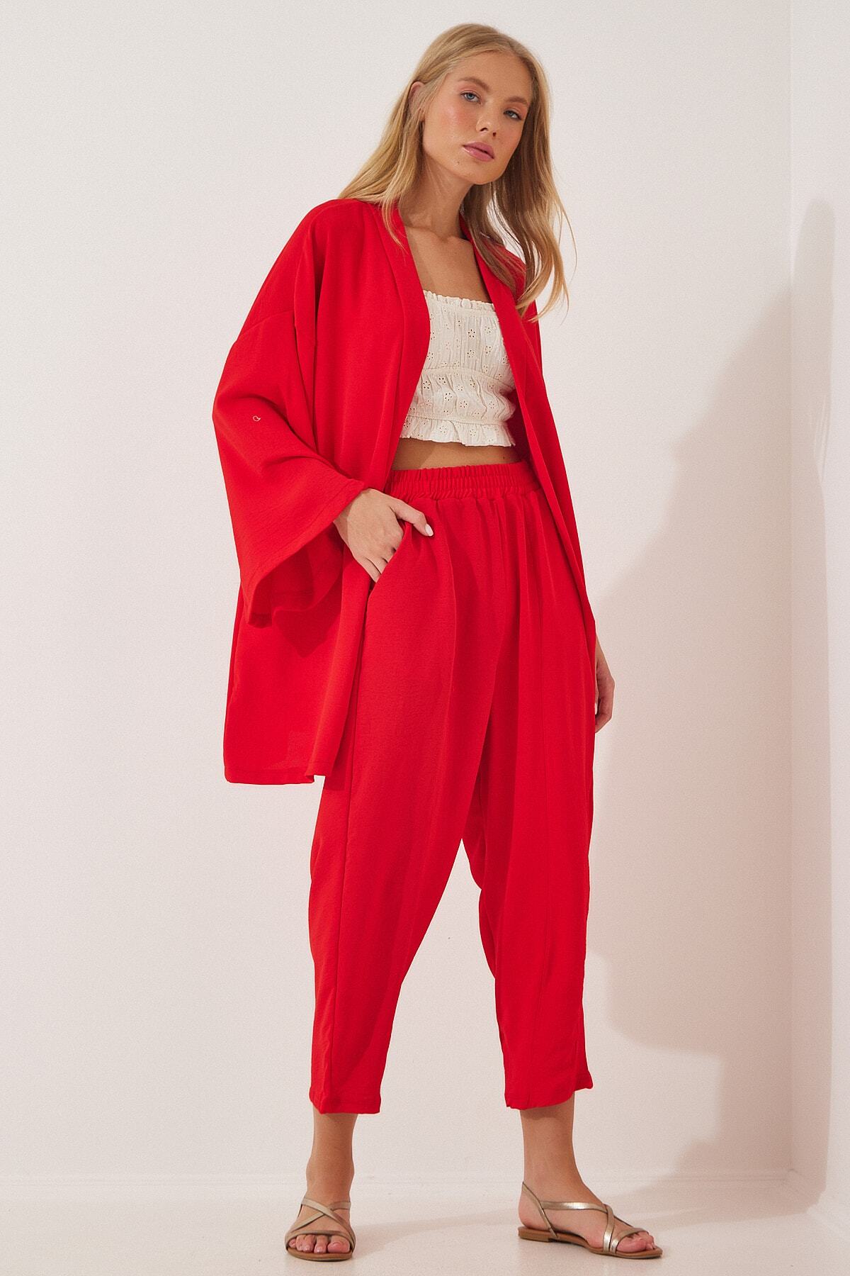 Kırmızı Kimono Pantolon Takım DZ00046