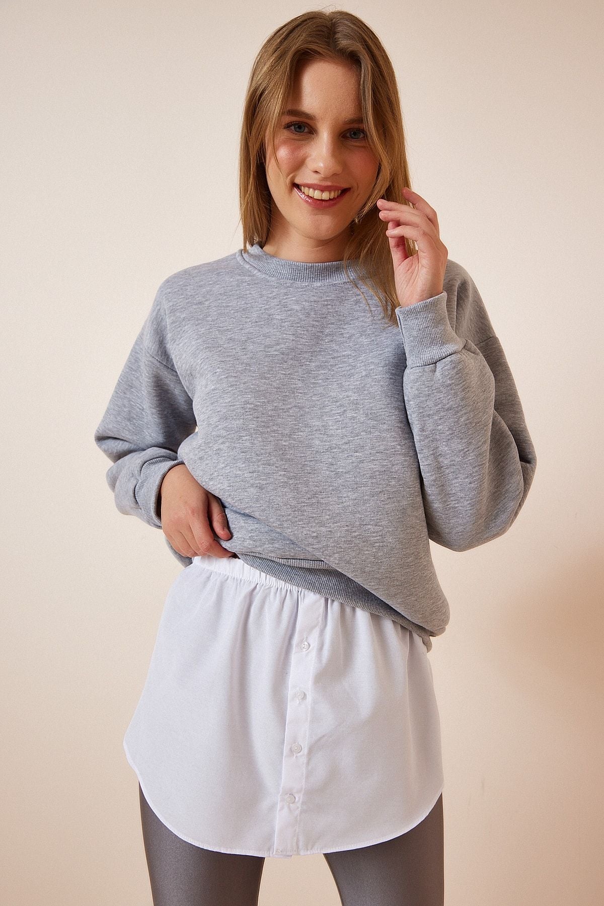 Beyaz Kazak ve Sweatshirt Altı Etek Poplin Gömlek DD01150