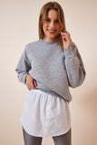 Beyaz Kazak ve Sweatshirt Altı Etek Poplin Gömlek DD01150