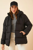 Siyah Kapüşonlu Oversize Şişme Mont RV00001