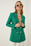 Yeşil Düğmeli Blazer Tüvit Ceket WF00004