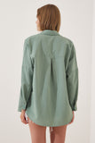 Koyu Çağla Yeşili Oversize Uzun Basic Gömlek DD00842