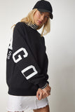 Siyah Baskılı Oversize Sweatshirt HF00440