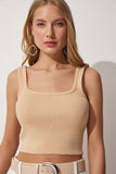 Bisküvi Askılı Yazlık Triko Crop Bluz YY00135