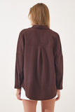 Kahverengi Oversize Uzun Basic Gömlek DD00842