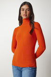 Oranj Balıkçı Yaka Fitilli Basic Kazak BV00095