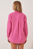 Canlı Pembe Oversize Uzun Basic Gömlek DD00842