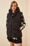 Siyah Kapüşonlu Oversize Şişme Yelek MK00176