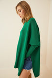Yeşil Yandan Yırtmaçlı Oversize Panço Kazak YY00005