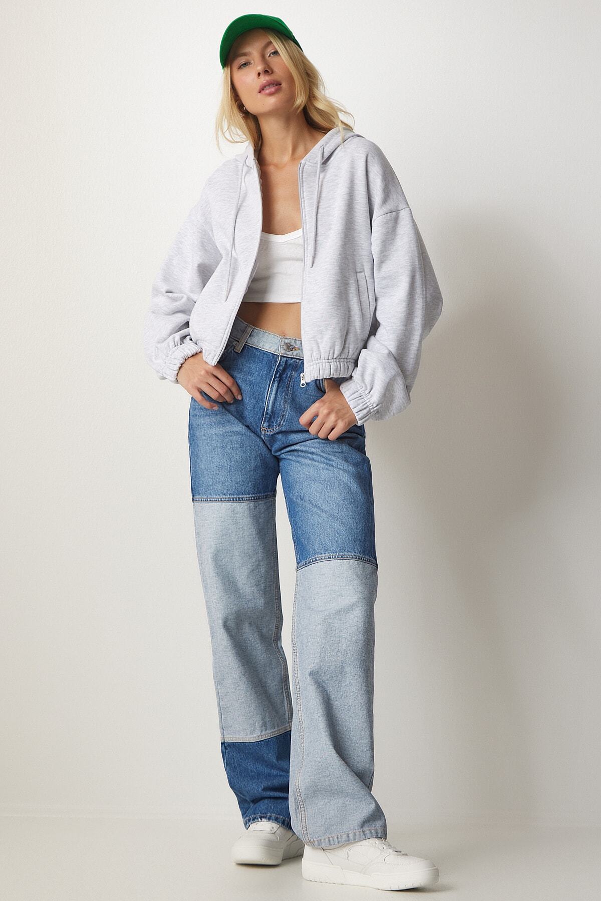 Gri Kapüşonlu Şardonlu Sweatshirt UB00127