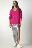 Pembe V Yaka Oversize Basic Triko Kazak MX00130