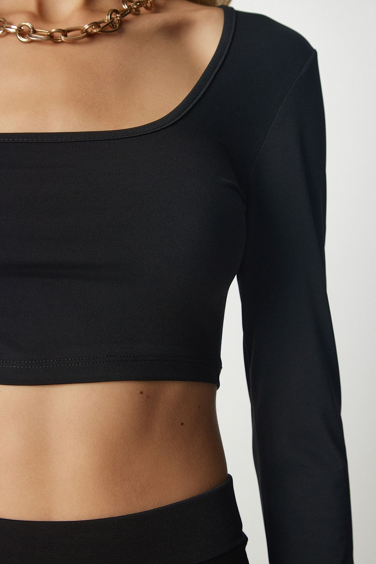 Siyah Crop Etek Sandy Örme Takım DZ00103
