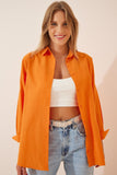 Açık Oranj Oversize Uzun Basic Gömlek DD00842