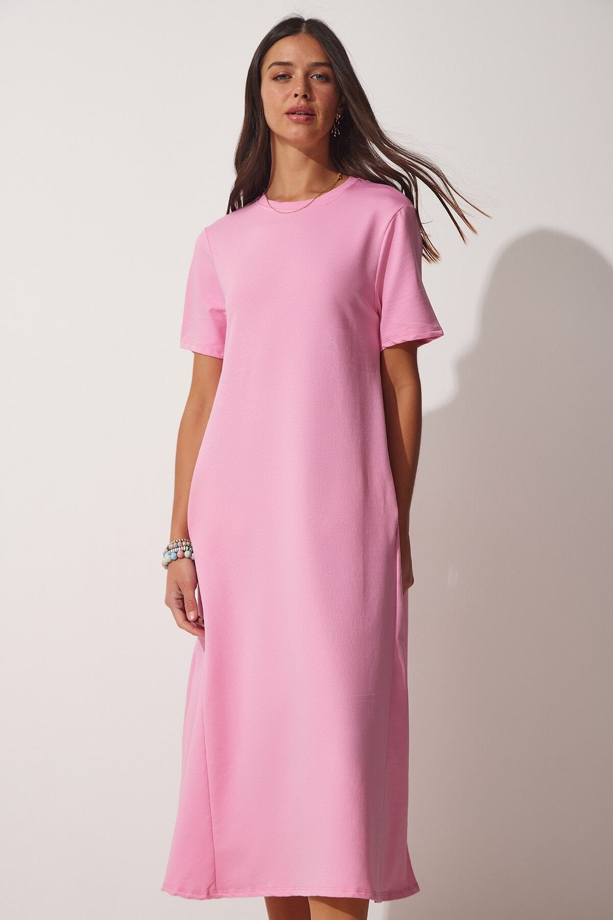Pembe A Kesim Yazlık Penye Elbise UB00060