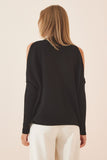 Siyah Cut Out Detaylı Oversize Triko Kazak AS00015