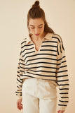 Koyu Krem Polo Yaka Crop Triko Kazak  US00293
