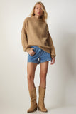Camel Dik Yaka Basic Triko Kazak MX00127