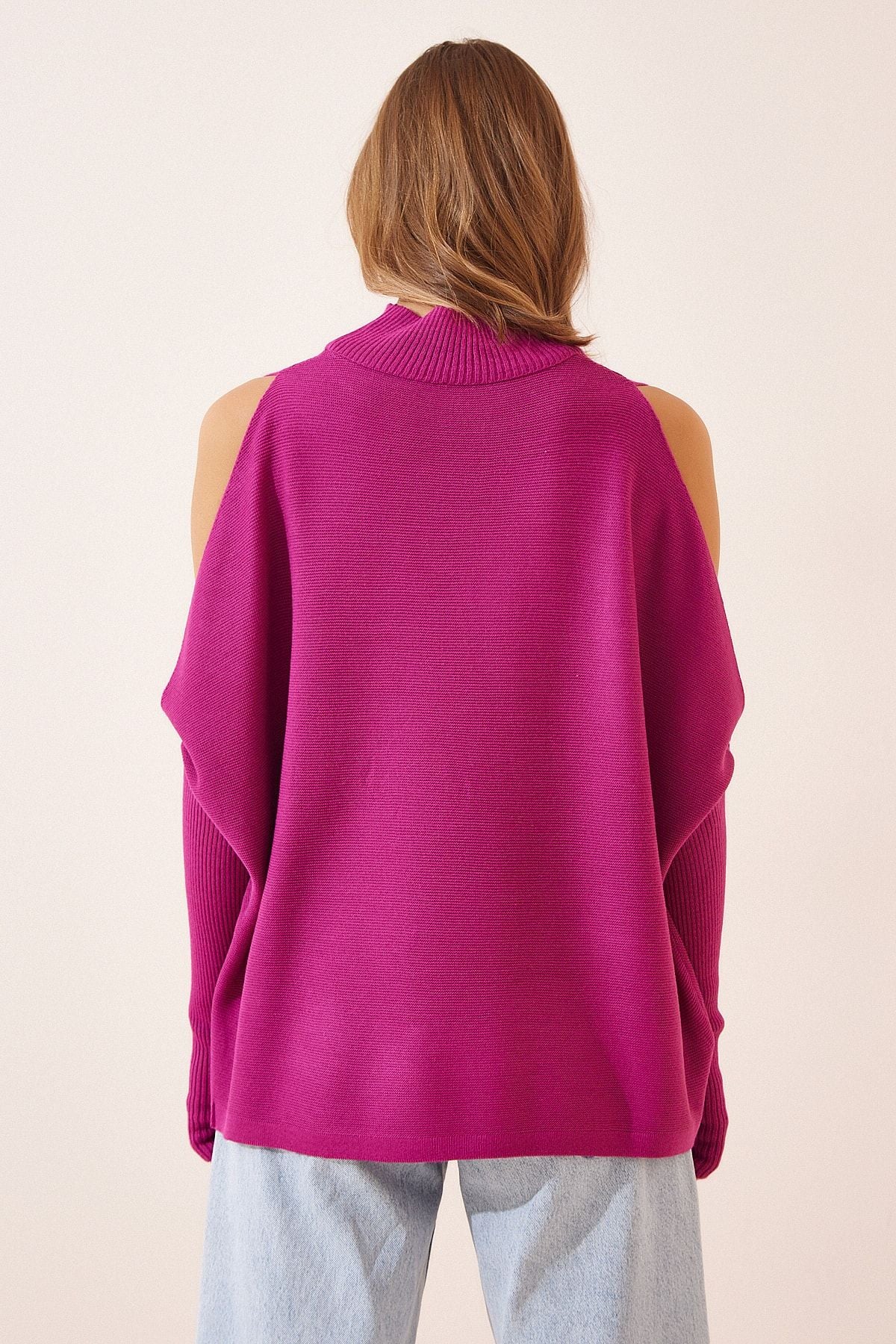 Mürdüm Cut Out Detaylı Oversize Triko Kazak AS00015