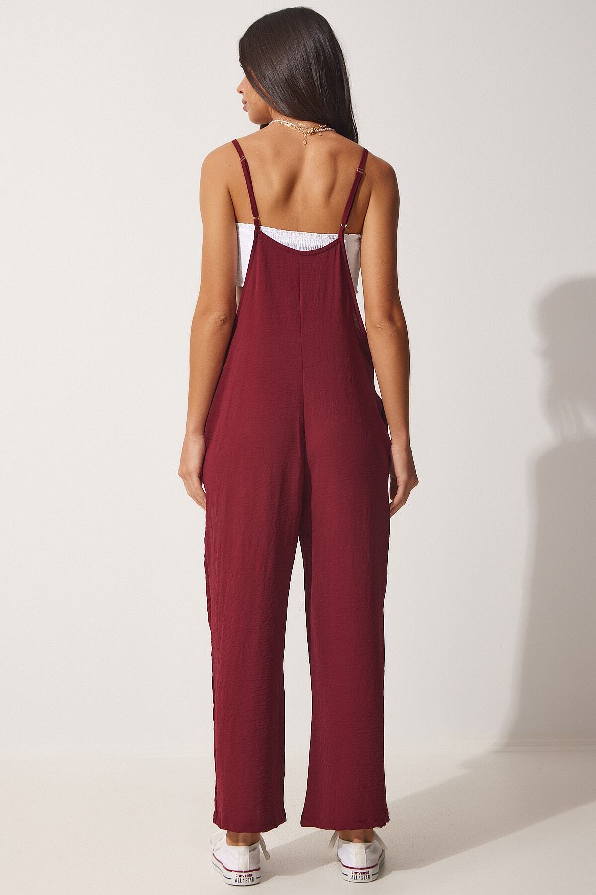 Bordo Cepli Bahçıvan Tulum  DD00910