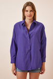 Mor Oversize Uzun Basic Gömlek DD00842
