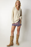 Krem V Yaka Oversize Basic Triko Kazak MX00130