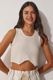 Krem Yazlık Crop Triko Bluz MC00185