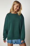 Haki Fermuar Detaylı Şardonlu Örme Sweatshirt UB00148