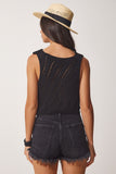 Siyah Askılı Ajurlu Crop Triko Bluz NS00392
