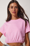 Pembe Beli Elastik Crop T-Shirt UB00083