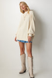Krem Oversize Basic Triko Kazak mx00126