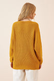 Hardal V Yaka Selanik Örgü Oversize Triko Kazak ZA00059