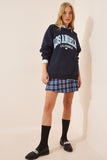 Lacivert Baskılı Şardonlu Örme Sweatshirt DZ00064