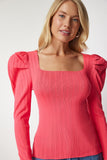 Pembe Kare Yaka Fitilli Triko Bluz YY00159