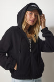 Siyah Kapüşonlu Şardonlu Sweatshirt UB00127