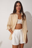 Latte Oversize Uzun Basic Gömlek  DD00842