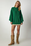 Koyu Yeşil Oversize Basic Triko Kazak mx00126