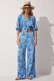 Mavi Desenli Bluz Bol Pantolon MC00161