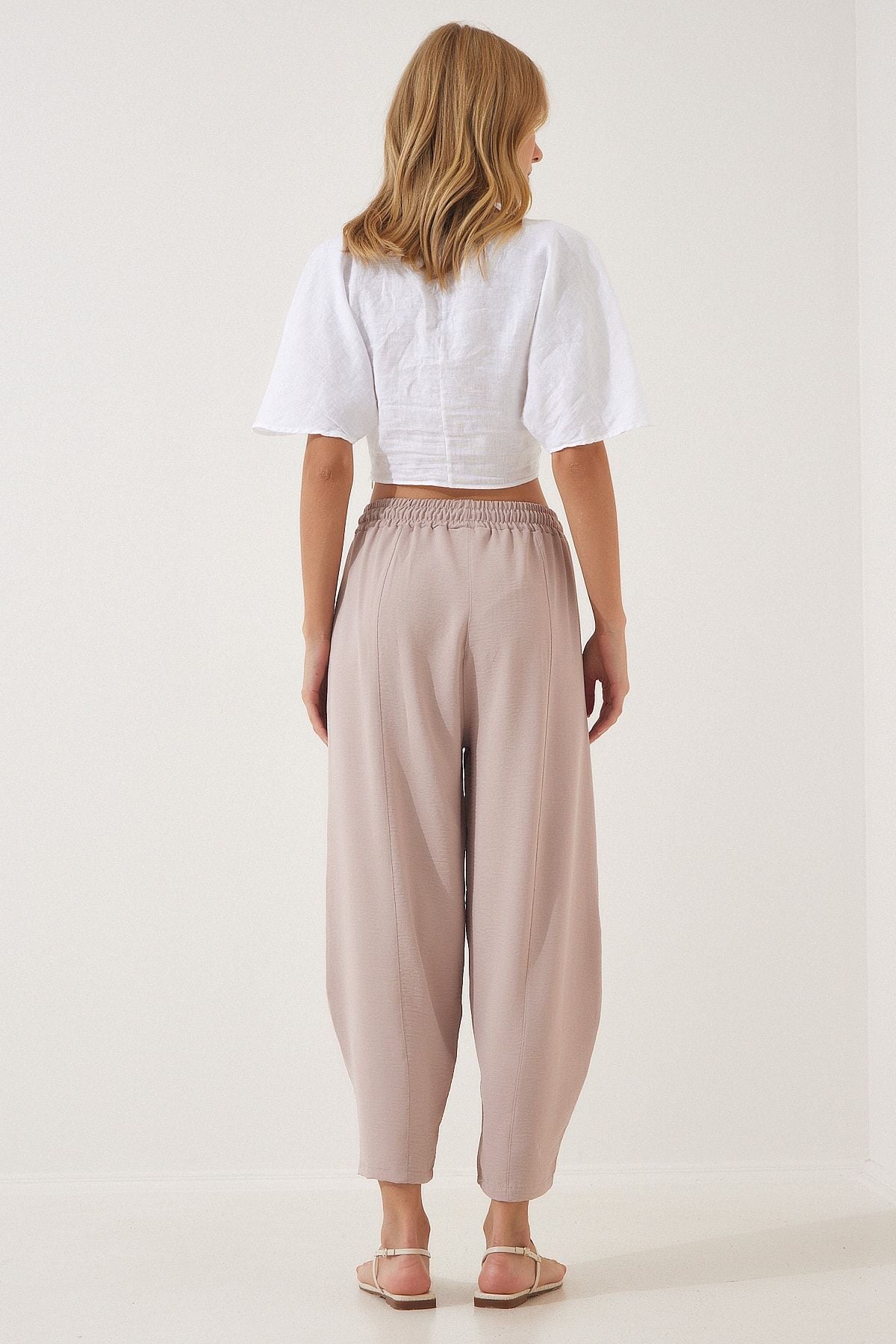 Krem Keten Şalvar Pantolon CI00036