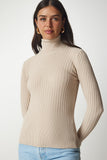 Latte Balıkçı Yaka Fitilli Basic Kazak bv00095